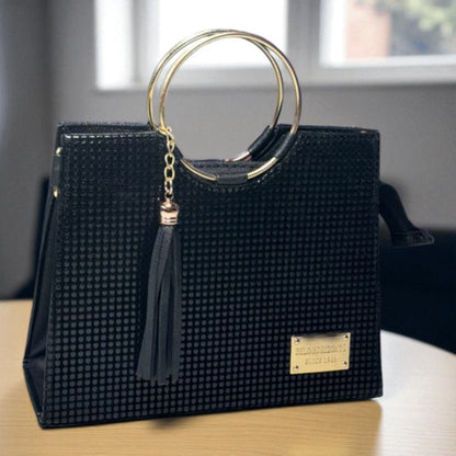 Bolsa de dama Victoria elegante moderna exclusiva negra sintética alta calidad duradera