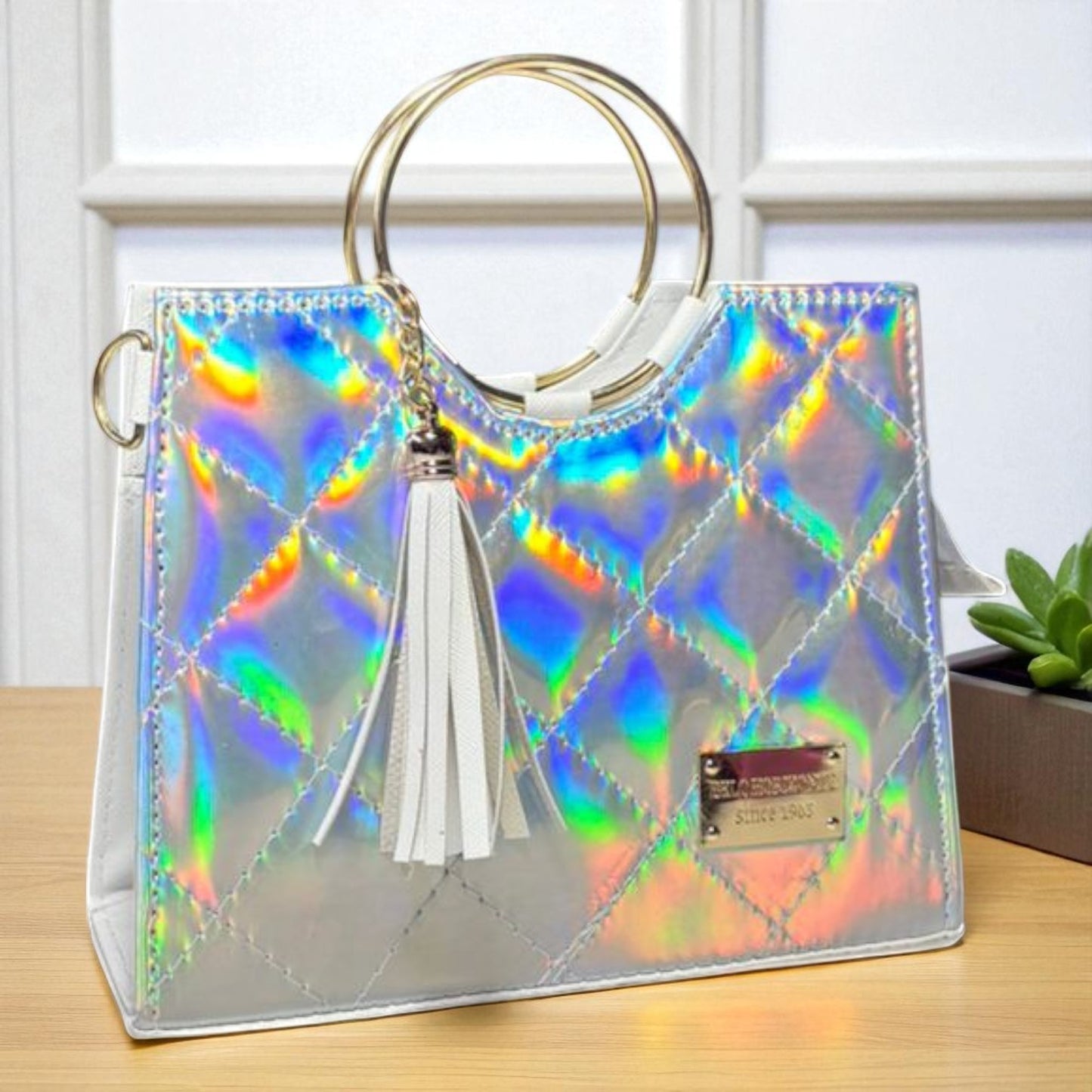 Bolsa de dama Victoria elegante moderna exclusiva negra sintética alta calidad duradera