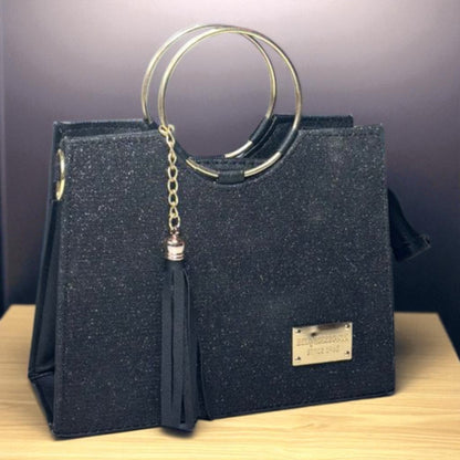 Bolsa de dama Victoria elegante moderna exclusiva negra sintética alta calidad duradera