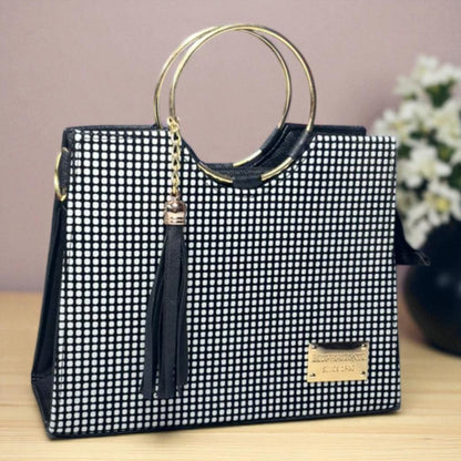 Bolsa de dama Victoria elegante moderna exclusiva negra sintética alta calidad duradera