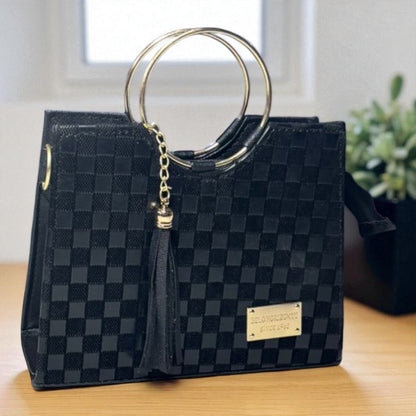 Bolsa de dama Victoria elegante moderna exclusiva negra sintética alta calidad duradera