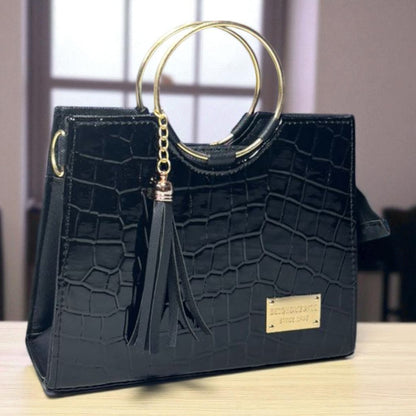 Bolsa de dama Victoria elegante moderna exclusiva negra sintética alta calidad duradera