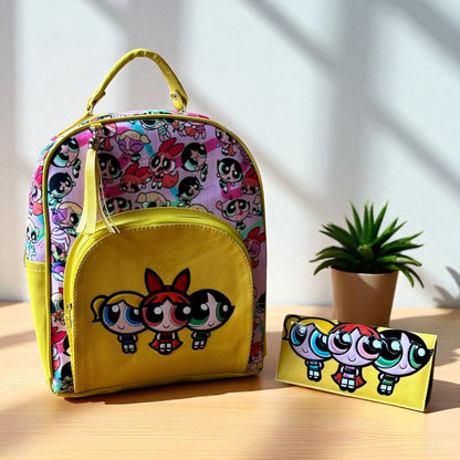 MOCHILA de dama Personajes divertida moderna exclusiva morada sintética alta calidad duradera hola