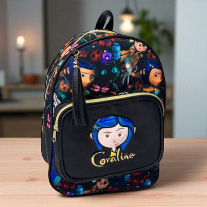 MOCHILA de dama Personajes divertida moderna exclusiva morada sintética alta calidad duradera hola