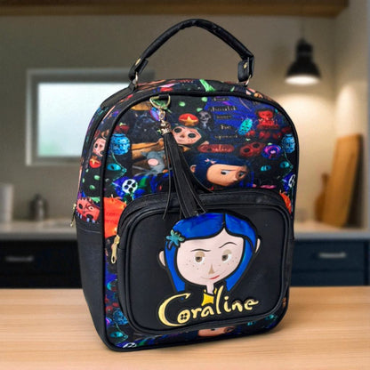 MOCHILA de dama Personajes divertida moderna exclusiva morada sintética alta calidad duradera