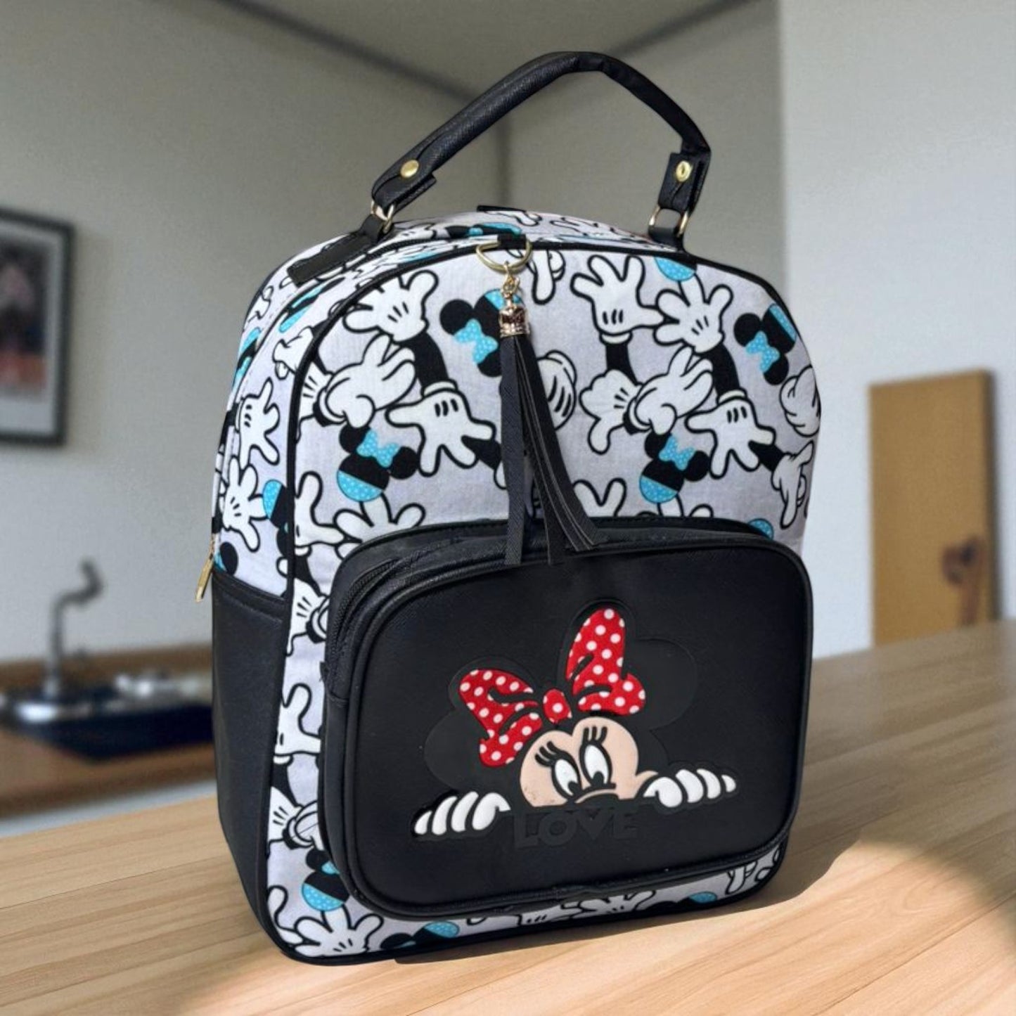 MOCHILA de dama Personajes divertida moderna exclusiva morada sintética alta calidad duradera