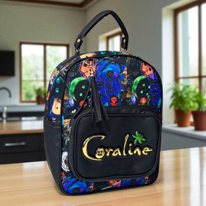 MOCHILA de dama Personajes divertida moderna exclusiva morada sintética alta calidad duradera