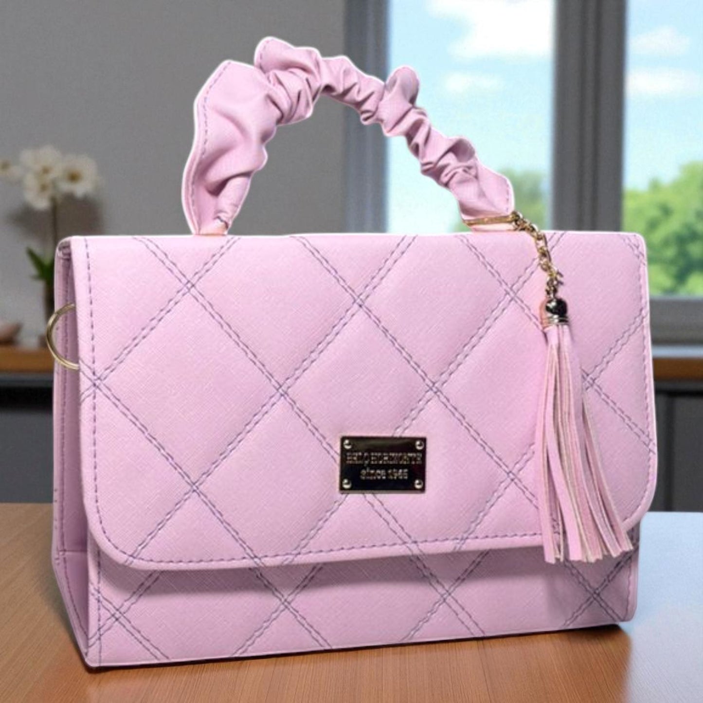 Bolsa holográfica de dama SANDY elegante con asa fruncida y diseño moderno