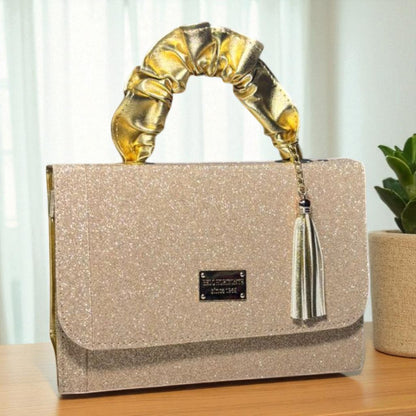 Bolsa holográfica de dama SANDY elegante con asa fruncida y diseño moderno