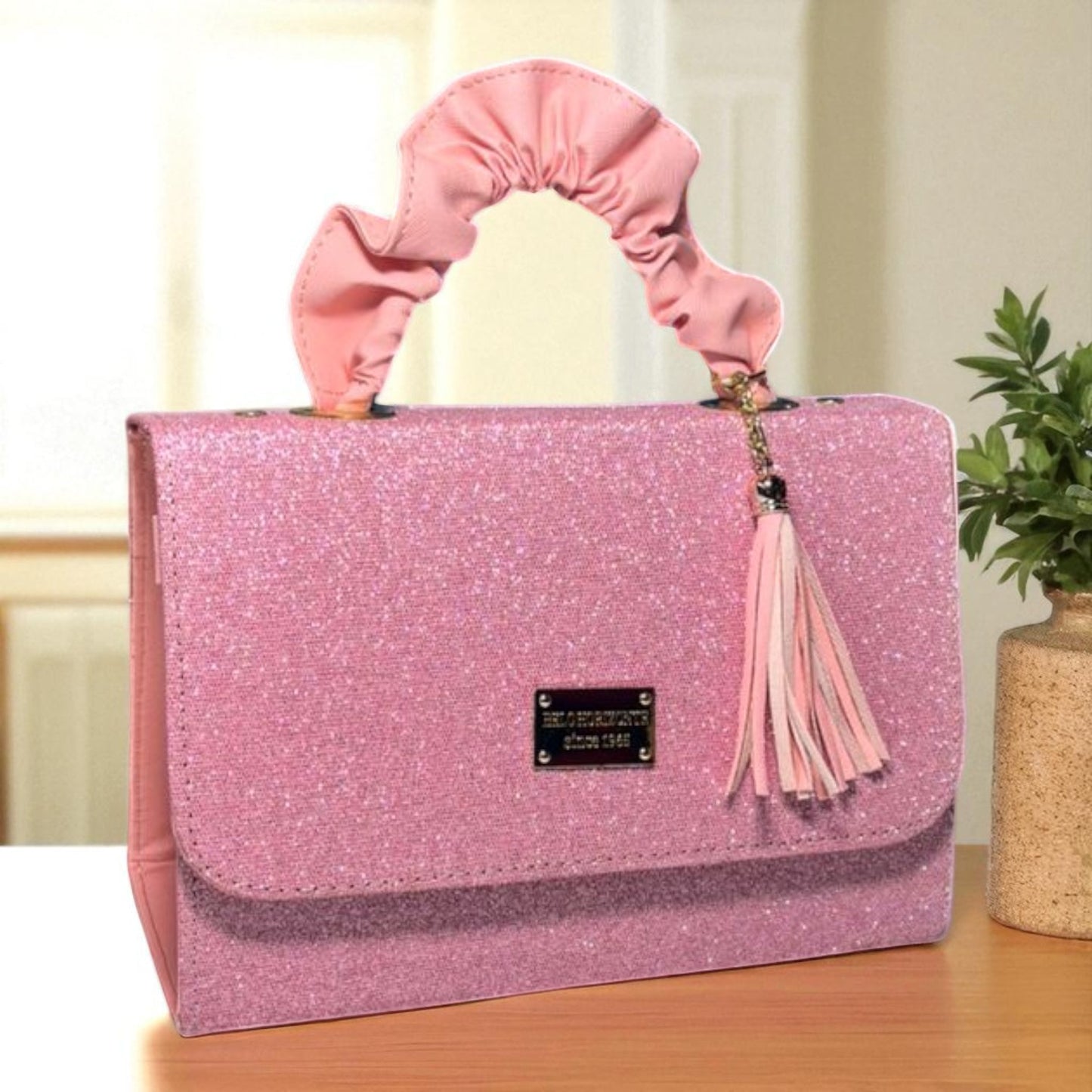 Bolsa holográfica de dama SANDY elegante con asa fruncida y diseño moderno