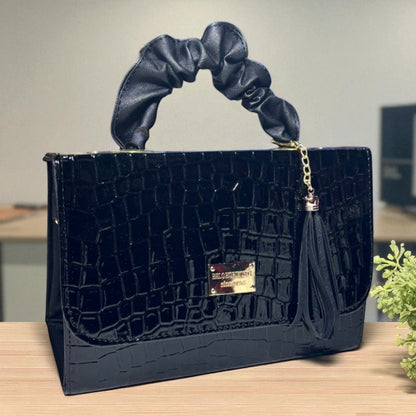 Bolsa holográfica de dama SANDY elegante con asa fruncida y diseño moderno