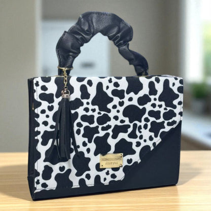 Bolsa holográfica geométrica blanca dama MIRIAM moderna elegante asa scrunchy con cierre