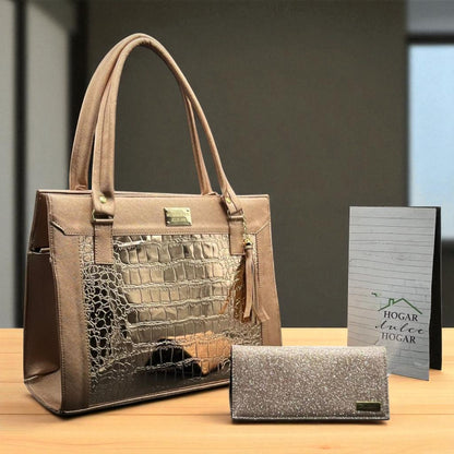 Bolsa de dama negra ITZEL elegante croco grande moderna con haza larga resistente