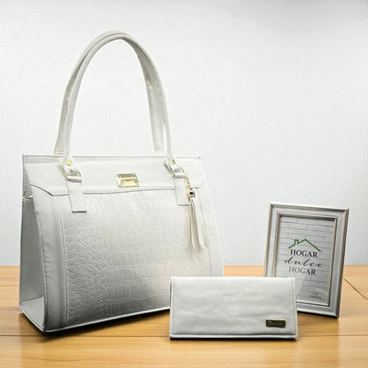 Bolsa de dama negra ITZEL elegante croco grande moderna con haza larga resistente