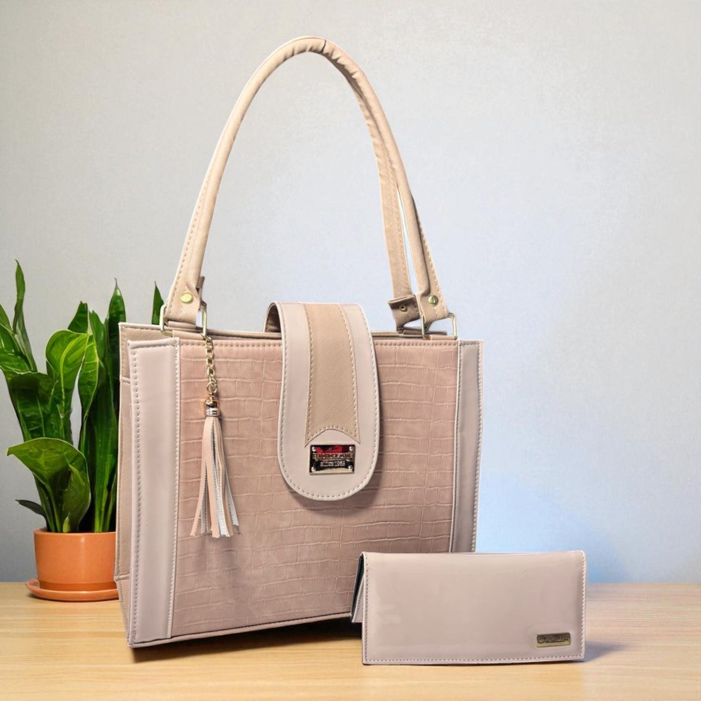 Bolsa de dama LIZETH elegante nude beige croco asa larga colgar hombro moda