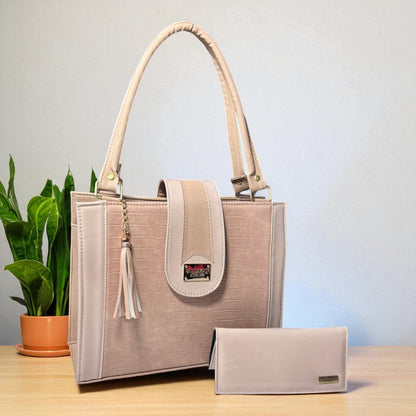 Bolsa de dama LIZETH elegante nude beige croco asa larga colgar hombro moda