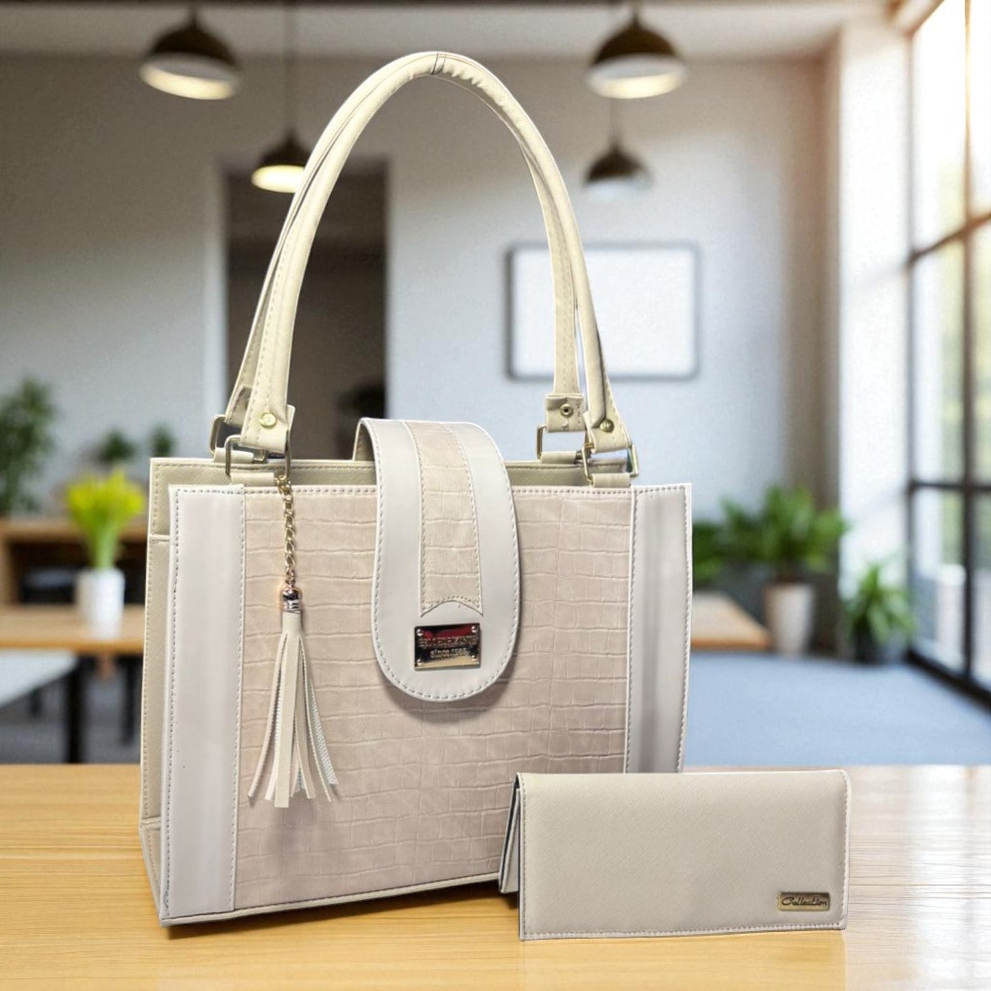 Bolsa de dama LIZETH elegante nude beige croco asa larga colgar hombro moda