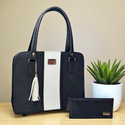 Bolsa elegante LIDIA mujer blanco negro con cartera, moda moderna práctica para revender