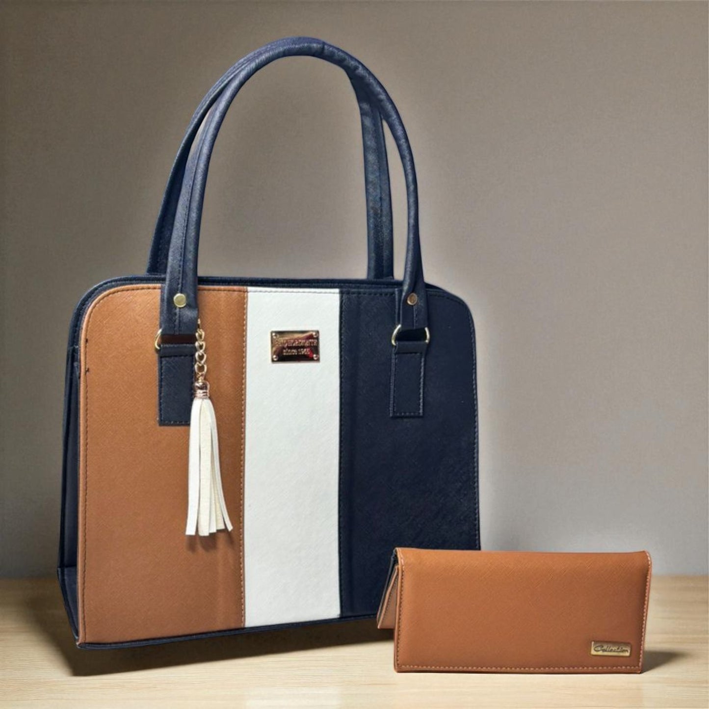 Bolsa elegante LIDIA mujer blanco negro con cartera, moda moderna práctica para revender