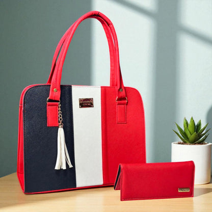 Bolsa elegante LIDIA mujer blanco negro con cartera, moda moderna práctica para revender