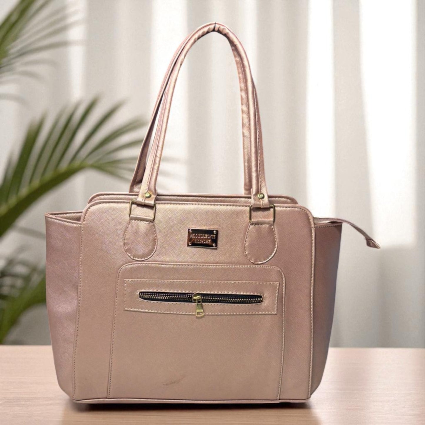 Bolsa de dama VERONICA beige elegante con cierre, amplia resistente moderna ideal regalo