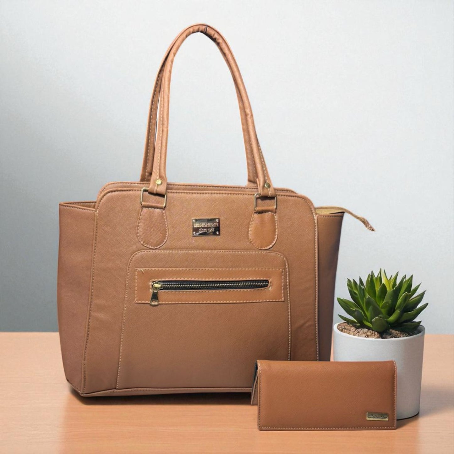 Bolsa de dama VERONICA beige elegante con cierre, amplia resistente moderna ideal regalo