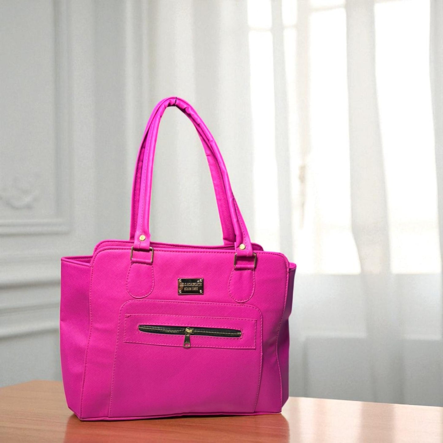 Bolsa de dama VERONICA beige elegante con cierre, amplia resistente moderna ideal regalo