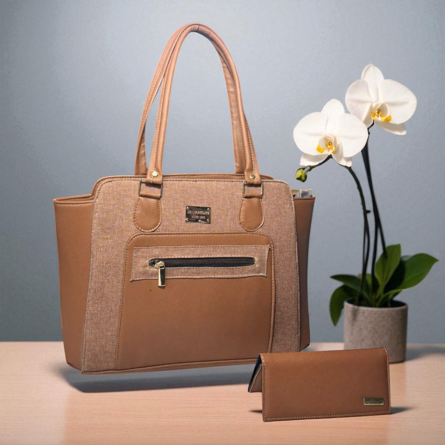 Bolsa de dama VERONICA beige elegante con cierre, amplia resistente moderna ideal regalo