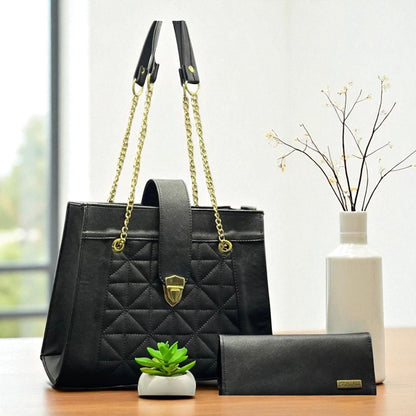 Bolsa negra JESSICA elegante dama con cadena dorada, estilo moderno, ideal revender