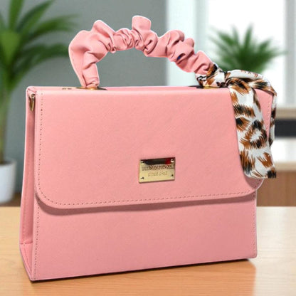 Bolsa negra MICHELLE  elegante de dama con pañuelo floral, moda casual y formal