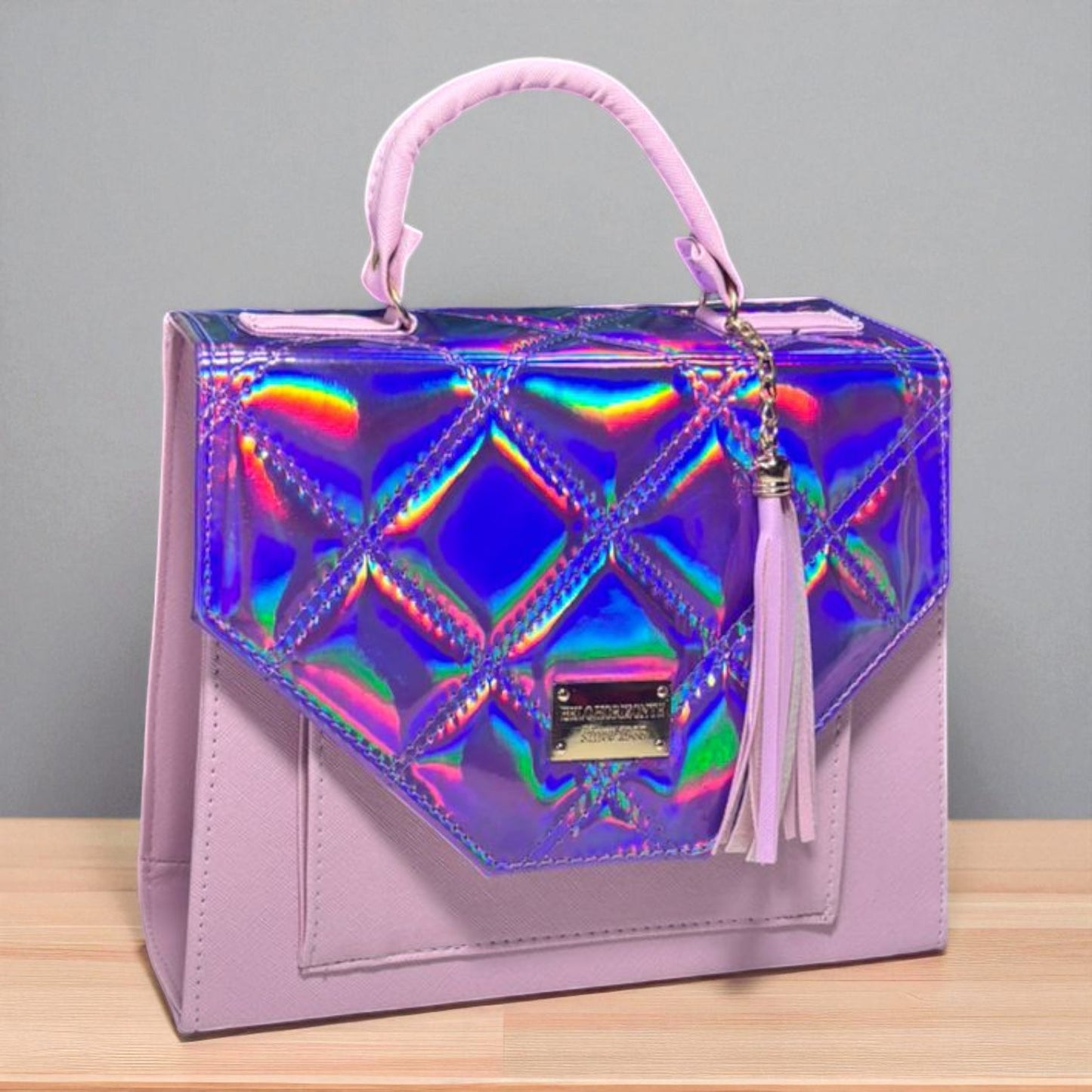 Bolsa blanca elegante de dama ANTONIA con estrellas holográficas moderna ideal para reventa