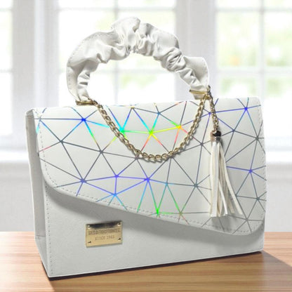 Bolsa de dama CASSANDRA pastel multicolor elegante con asa fruncida y tassel moderno