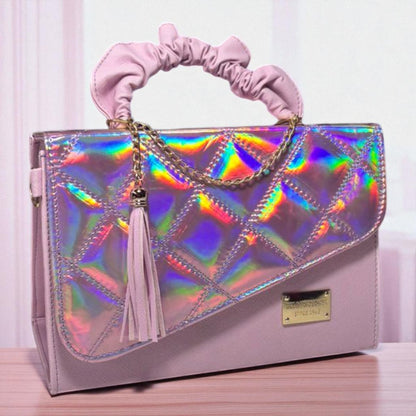 Bolsa de dama CASSANDRA pastel multicolor elegante con asa fruncida y tassel moderno