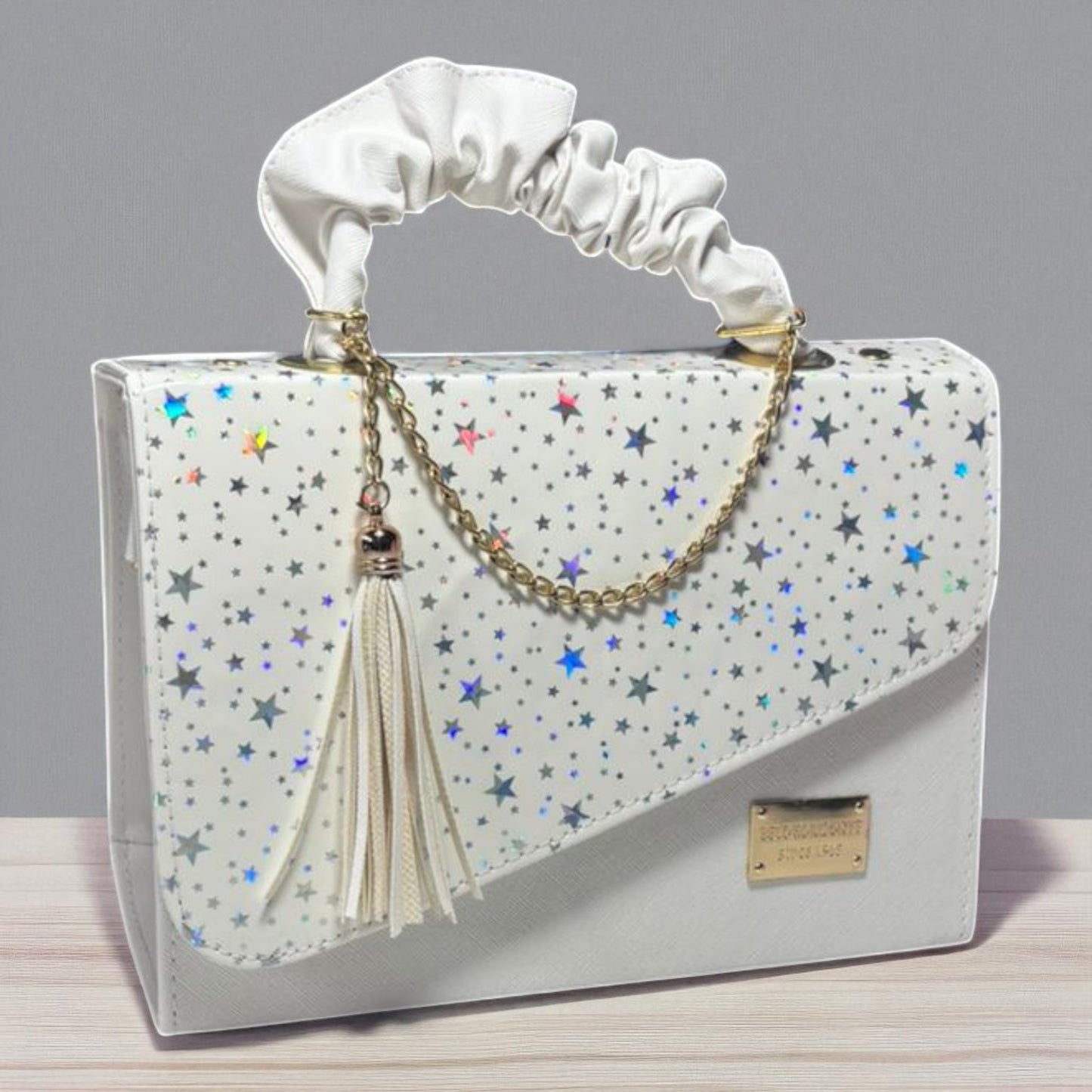Bolsa de dama CASSANDRA pastel multicolor elegante con asa fruncida y tassel moderno