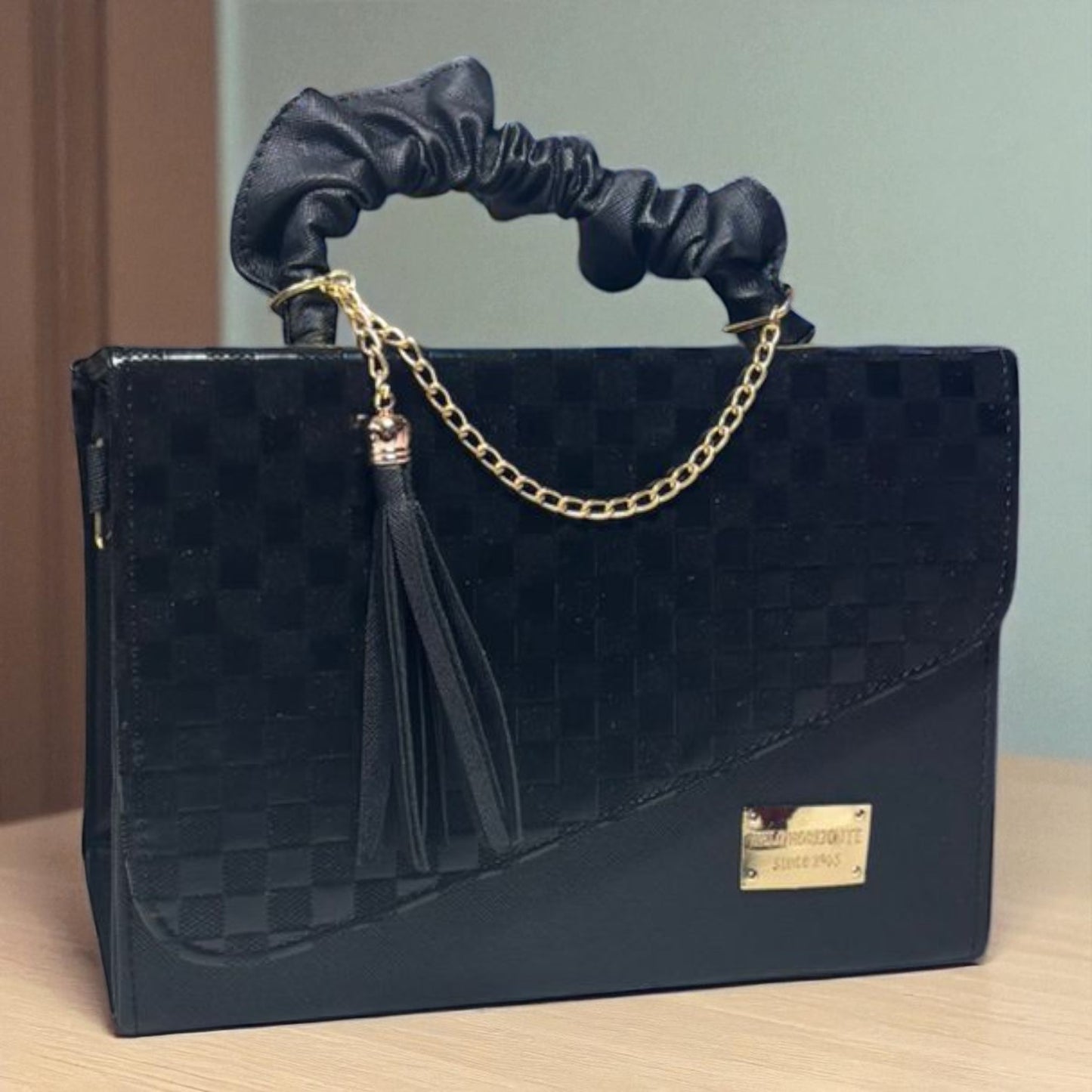 Bolsa de dama CASSANDRA pastel multicolor elegante con asa fruncida y tassel moderno