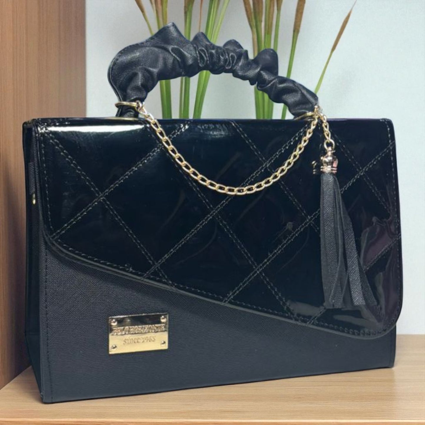 Bolsa de dama CASSANDRA pastel multicolor elegante con asa fruncida y tassel moderno