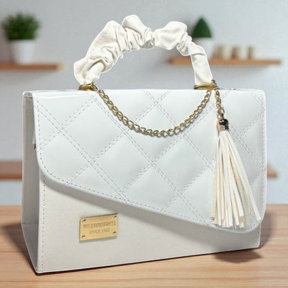 Bolsa de dama CASSANDRA pastel multicolor elegante con asa fruncida y tassel moderno