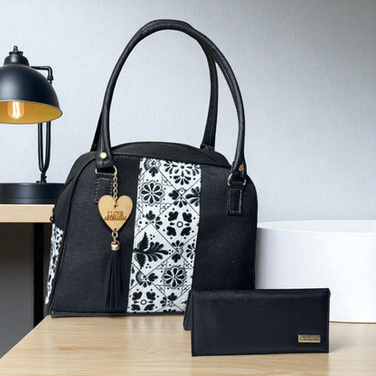 Bolsa artesanal MARTHA morada con bordado floral colorido, elegante, espaciosa, ideal revender