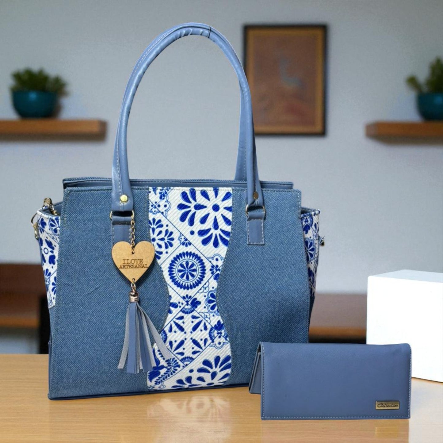 Bolsa artesanal MARIA rosa con flores bordadas, elegante, moderna, ideal para revender