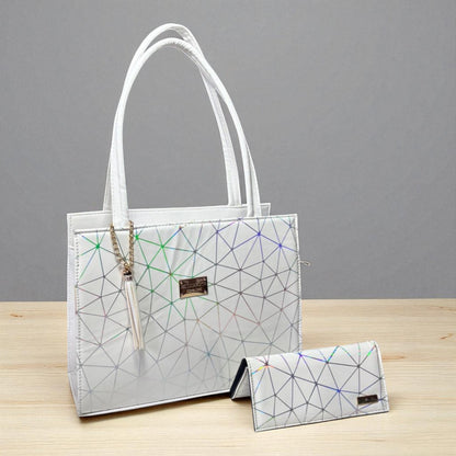 Bolsa blanca TITA elegante con estrellas holográficas, cartera a juego, ideal regalo