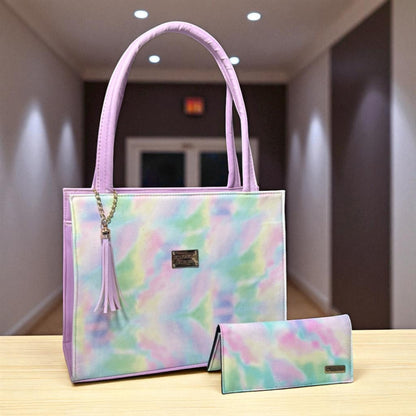 Bolsa blanca TITA elegante con estrellas holográficas, cartera a juego, ideal regalo