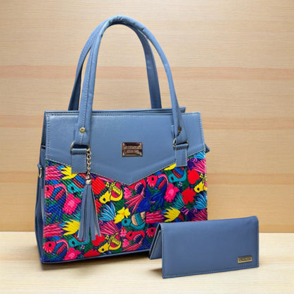 Bolsa artesanal CARMELITA negra con flores coloridas grandes, elegante, amplia e ideal revender