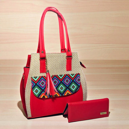 Bolsa artesanal LAURA negra con bordado colorido, elegante, amplia, resistente, ideal revender