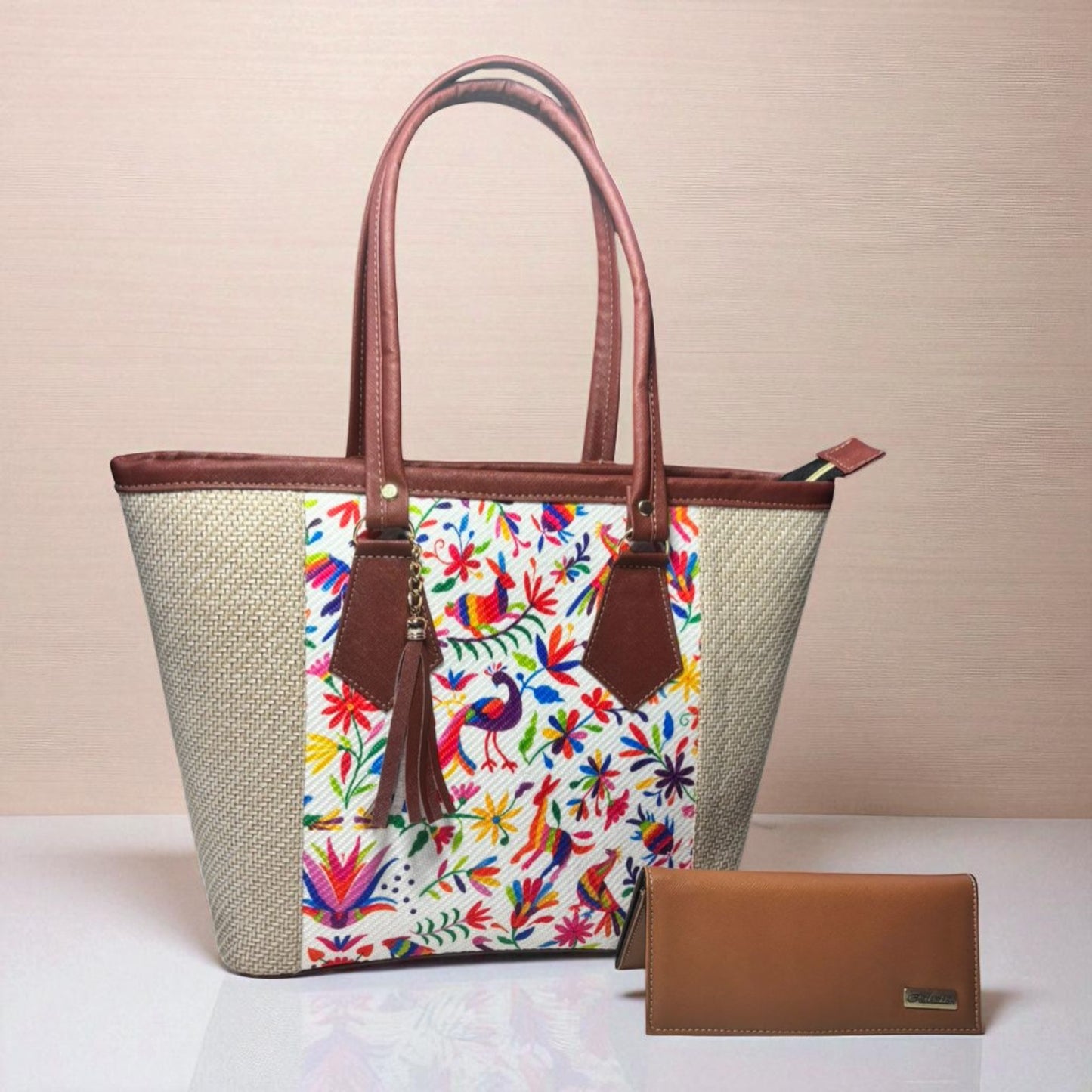 Bolsa artesanal YAMILETH verde con flores bordadas, elegante, espaciosa, ideal para revender 🌿👜