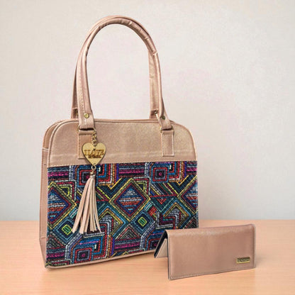 Bolsa artesanal MIA roja con bordado colorido, ideal para mujer elegante y revender