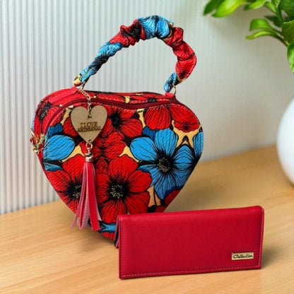 Bolsa corazón artesanal azul blanco mujer elegante moderna juvenil tendencia ideal regalo Erika