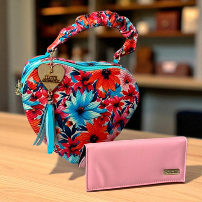 Bolsa corazón artesanal azul blanco mujer elegante moderna juvenil tendencia ideal regalo Erika