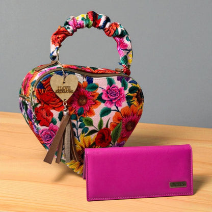 Bolsa corazón artesanal azul blanco mujer elegante moderna juvenil tendencia ideal regalo Erika