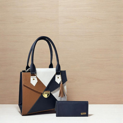 Bolsa de dama EMMA elegante geométrica negro beige blanco