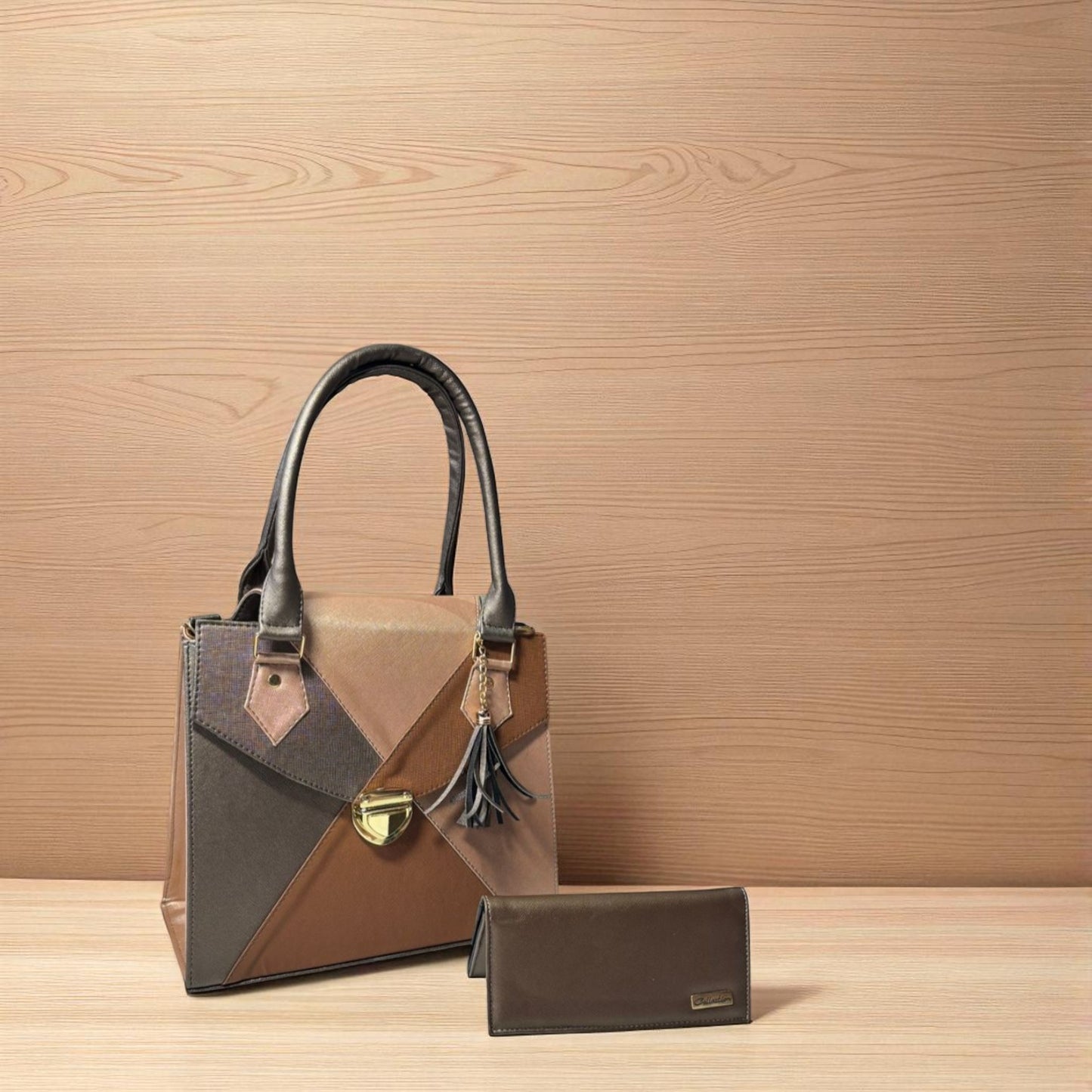 Bolsa de dama EMMA elegante geométrica negro beige blanco